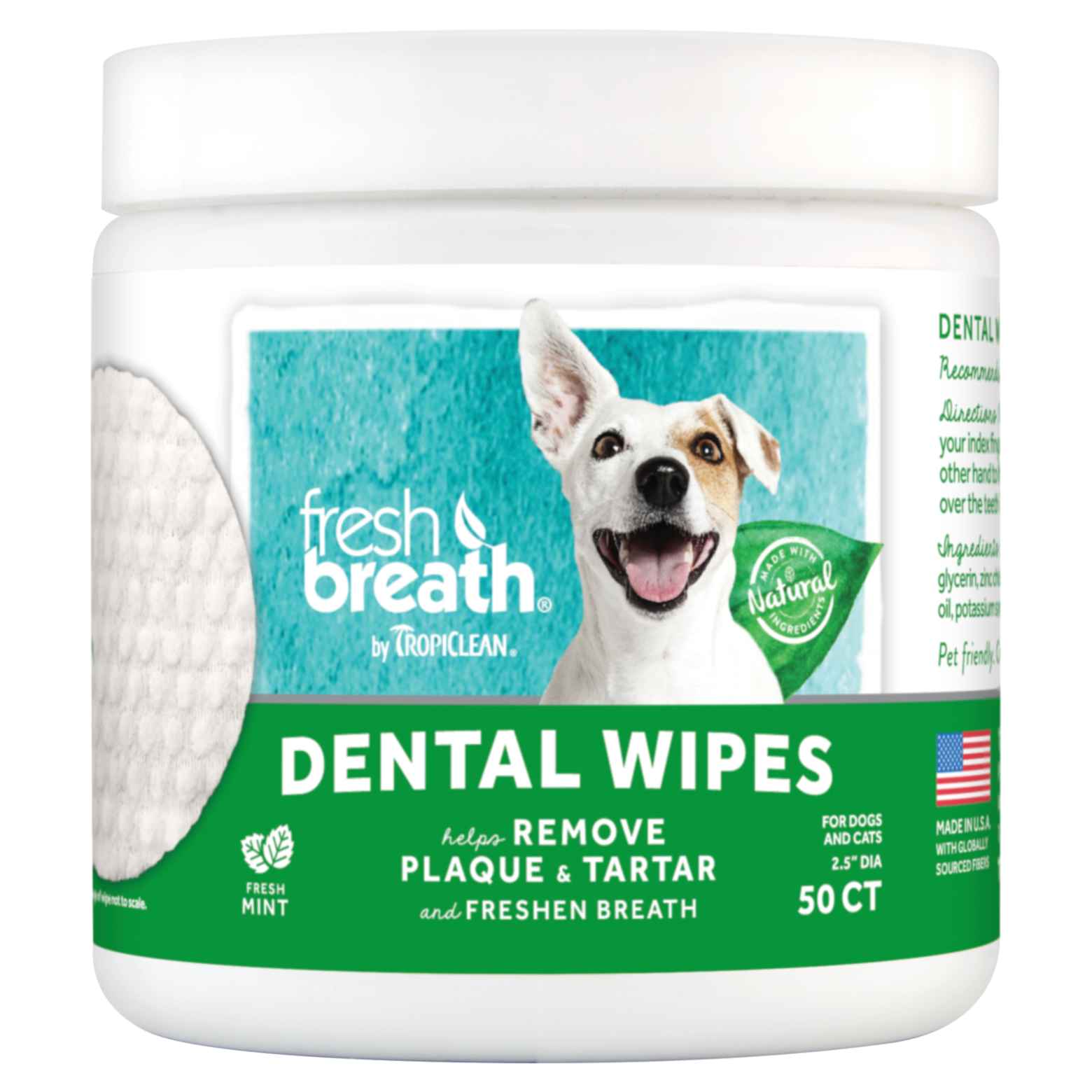 TropiClean Fresh Breath Dental Wipes for Dogs